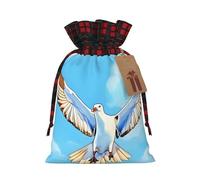 Seagulls In Flight Holiday Printed Drawstring Pouch S, Polyester Holiday Storage Pouch With Tag
