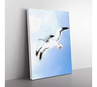 Seagulls In Flight In Abstract Modern Canvas Wall Art Print Ready to Hang, Framed Picture for Living Room Bedroom Home Office Décor, 50x35 cm (20x14 Inch)