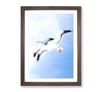 Seagulls In Flight In Abstract Modern Framed Wall Art Print, Ready to Hang Picture for Living Room Bedroom Home Office Décor, Walnut A2 (64 x 46 cm)