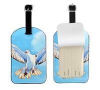 Seagulls in Flight Leather Luggage Tag-Personalised ID Bag Tag for Suitcase, Privacy Cover Travel Accessory with Strap for Suitcase Backpack
