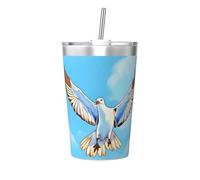 Seagulls in Flight Patterned conical Straw Thermos Cup, Insulated Straw Cup, Perfect for Gym use or Taking with You