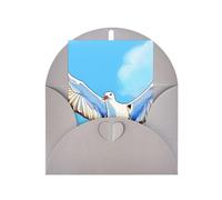 Seagulls in flight Printed Gray blank greeting card with envelope and matching stickers, suitable for birthday, thank you