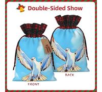Seagulls in flight Printed holiday drawstring bag 8.3x11.8 inch Christmas party decoration gift bag