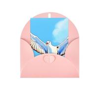 Seagulls in flight Printed Pink blank greeting card with envelope and matching stickers, suitable for birthday, thank you