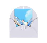 Seagulls in flight Printed White blank greeting card with envelope and matching stickers, suitable for birthday, thank you