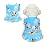 Seagulls in flight Ruffle Dog Dress Frilly Sleeveless Breathable Summer Party for Small Dogs Cats XL