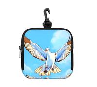 Seagulls in Flight Small Zip Pouch-Waterproof Neoprene Storage Bag for Earbuds, Keychain Clip Case for Coins Cards USB, Travel Organiser