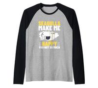 Seagulls Make Me Happy You Not So Much Funny Seagull Raglan Baseball Tee