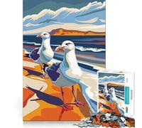 Seagulls on A Beach 1000 Piece Jigsaw Puzzles for Adults Teenagers Recall Boost Calm Escape Smooth Cut Heartfelt Gift (38x52cm)