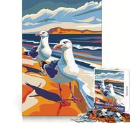 Seagulls on A Beach 1000 Piece Jigsaw Puzzles for Adults Teenagers Recall Boost Calm Escape Smooth Cut Heartfelt Gift (38x52cm)