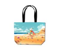 Seagulls On A Beach Holiday Beach Shopper Tote Bag Warren Reed - Designer Yellow One Size