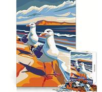 Seagulls on A Beach Jigsaw Puzzles for Adults1000 Pieces Clear Logic Toy Leisure Time Perfect Cut Creative Gift (38x26cm)