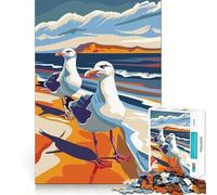 Seagulls on A Beach Jigsaw Puzzles for Adults1000 Pieces Clear Logic Toy Leisure Time Perfect Cut Creative Gift (38x26cm)