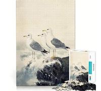 Seagulls on A Rocky Coastline Painting 1000 Piece Jigsaw Puzzles for Adults Jigsaw Mind Puzzle Mind Calm Art Assembly Unique Gift (38x52cm)