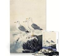 Seagulls on A Rocky Coastline Painting 1000 Piece Jigsaw Puzzles for Adults Jigsaw Mind Puzzle Mind Calm Art Assembly Unique Gift (38x52cm)