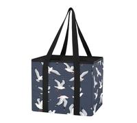 Seagulls Sky Blue pattern Reusable Foldable Grocery Tote Bag Heavy Duty Shopping Storage Bag with Reinforced Handles for Shopping Trunk Car
