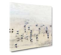 Seagulls Upon the Beach Canvas Print | Gallery Wrapped 30mm Frame Wall Art | 14x14 inches | Ready to Hang | Coastal Seascape Picture | Living Room Bedroom Lounge Office