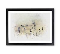 Seagulls Upon The Beach In Abstract Modern Art Framed Wall Art Print, Ready to Hang Picture for Living Room Bedroom Home Office Décor, Black A2 (64 x 46 cm)