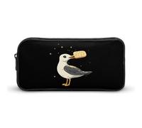 Seagulls with A Cracker Simple Pencil Case Big Capacity Pouch Box Travel Makeup Bag