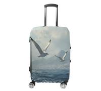Seagulls1 Flying Over Ocean Sailboats Luggage Cover Washable Suitcase Protector Anti-Scratch Suitcase Covers Fits 18-32 Inch XL
