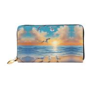 SeagullsGoldenHour print Wallet for Travel, Leather Wallet with Zipper