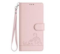 SEAHAI Case for Doogee N55 Plus, Cute Cat Pattern Premium PU Leather Wallet Shockproof Flip Cover with Kickstand/Credit Card Slots/RFID Blocking/Magnetic Close, Rose Gold