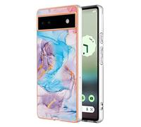 SEAHAI Case for Google Pixel 6A, Ultra Thin Premium TPU Bumper Shockproof Hard Cover Fashion Cute Graphic Colorful Silicone Skin Slim Case - Marble blue