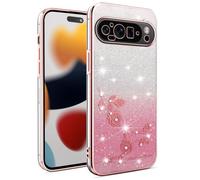 SEAHAI Case for Google Pixel 9 / Google Pixel 9 Pro, Cute Floral Flower Pattern Gradient Color Shining Clear Fashion Slim Soft Silicone TPU Bumper Ultra Thin Shockproof Girls Cover - Pink
