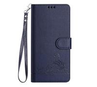SEAHAI Case for Google Pixel 9A, Cute Cat Pattern Premium PU Leather Wallet Shockproof Flip Cover with Kickstand/Credit Card Slots/RFID Blocking/Magnetic Close, Blue