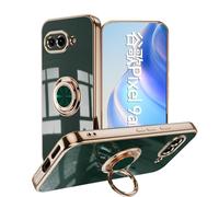 SEAHAI Case for Google Pixel 9A, Ultra Thin TPU Bumper Shockproof Soft Cover Electroplating Phnom Penh Design Silicone Skin Slim Case with 360 Degree Ring Kickstand, Dark green