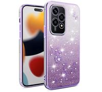 SEAHAI Case for Honor 200 Lite 5G, Cute Floral Flower Pattern Gradient Color Shining Clear Fashion Slim Soft Silicone TPU Bumper Ultra Thin Shockproof Girls Cover - Purple