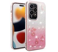 SEAHAI Case for Honor 200 Lite 5G, Cute Floral Flower Pattern Gradient Color Shining Clear Fashion Slim Soft Silicone TPU Bumper Ultra Thin Shockproof Girls Cover - Pink