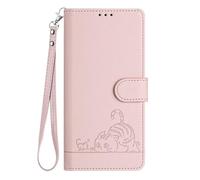 SEAHAI Case for HONOR 400 Smart/HONOR X7d, Cute Cat Pattern Premium PU Leather Wallet Shockproof Flip Cover with Kickstand/Credit Card Slots/RFID Blocking/Magnetic Close, Rose Gold