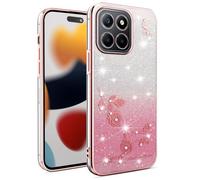 SEAHAI Case for Honor 70 Lite 5G / Honor X6 / Honor X8 5G, Cute Floral Flower Pattern Gradient Color Shining Clear Fashion Slim Soft Silicone TPU Bumper Ultra Thin Shockproof Girls Cover - Pink