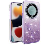 SEAHAI Case for HONOR Magic 5 Lite 5G, Cute Floral Flower Pattern Gradient Color Shining Clear Fashion Slim Soft Silicone TPU Bumper Ultra Thin Shockproof Girls Cover - Purple