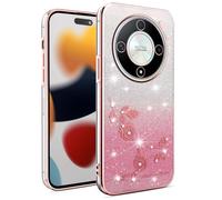 SEAHAI Case for HONOR Magic 6 Lite 5G, Cute Floral Flower Pattern Gradient Color Shining Clear Fashion Slim Soft Silicone TPU Bumper Ultra Thin Shockproof Girls Cover - Pink