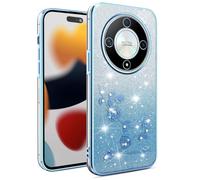 SEAHAI Case for HONOR Magic 6 Lite 5G, Cute Floral Flower Pattern Gradient Color Shining Clear Fashion Slim Soft Silicone TPU Bumper Ultra Thin Shockproof Girls Cover - Blue