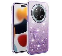 SEAHAI Case for HONOR Magic 7 Lite 5G, Cute Floral Flower Pattern Gradient Color Shining Clear Fashion Slim Soft Silicone TPU Bumper Ultra Thin Shockproof Girls Cover - Purple