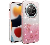 SEAHAI Case for HONOR Magic 7 Lite 5G, Cute Floral Flower Pattern Gradient Color Shining Clear Fashion Slim Soft Silicone TPU Bumper Ultra Thin Shockproof Girls Cover - Pink