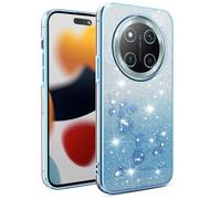 SEAHAI Case for HONOR Magic 7 Lite 5G, Cute Floral Flower Pattern Gradient Color Shining Clear Fashion Slim Soft Silicone TPU Bumper Ultra Thin Shockproof Girls Cover - Blue