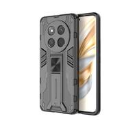 SEAHAI Case for HONOR Magic 7 Lite 5G, Ultra-thin Protective Silicone TPU Shockproof Hybrid Hard PC Phone Cover, with Foldable Hidden Form Bracket - Black