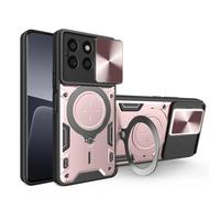 SEAHAI Case for HONOR X6b, Ultra-thin Silicone TPU Shockproof Hybrid Hard PC Cool Style Cover, with Slide Camera Cover and Metal Ring Magnetic Kickstand - Rose gold