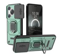 SEAHAI Case for HUAWEI Pura 70, Ultra-thin Protective Silicone TPU Shockproof Hybrid Hard PC Back Phone Cover, with Slide Camera Cover and Ring Kickstand - Green