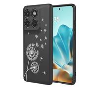 SEAHAI Case for Motorola Edge 60 Fusion/Edge 60 5G, Ultra Thin Silky Soft Touch Liquid Silicone Cover with Cute Flowers and Animal Patterns, Shockproof TPU Bumper Stylish Case - Black S03