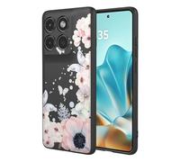 SEAHAI Case for Motorola Edge 60 Fusion/Edge 60 5G, Ultra Thin Silky Soft Touch Liquid Silicone Cover with Cute Flowers and Animal Patterns, Shockproof TPU Bumper Stylish Case - Black S01