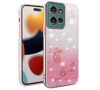 SEAHAI Case for Motorola Moto G15 / MOTO G15 Power, Cute Floral Flower Pattern Gradient Color Shining Clear Fashion Slim Soft Silicone TPU Bumper Ultra Thin Shockproof Girls Cover - Pink