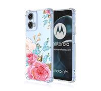 SEAHAI Case for Motorola Moto G24/Moto G24 Power, Ultra Thin Soft Silicone Clear Back TPU Bumper Shockproof Cover Fashion Flowers Graphic Colorful Skin Slim Case - Peony