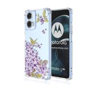 SEAHAI Case for Motorola Moto G24/Moto G24 Power, Ultra Thin Soft Silicone Clear Back TPU Bumper Shockproof Cover Fashion Flowers Graphic Colorful Skin Slim Case - Cherry blossom