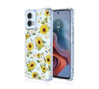 SEAHAI Case for Motorola Moto G34 5G / Moto G45 5G, Ultra Thin Soft Silicone Clear Back TPU Bumper Shockproof Cover Fashion Flowers Graphic Colorful Skin Slim Case - Sun flower