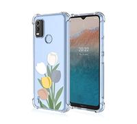SEAHAI Case for Nokia C21 Plus, Ultra Thin Soft Silicone Clear Back TPU Bumper Shockproof Cover Fashion Cute Graphic Colorful Skin Slim Case - Tulip